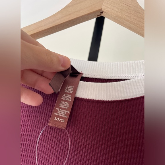 NWT Skims|| RINGER T-SHIRT LONG DRESS Soft Lounge Size Small, in Maroon - Picture 8 of 9